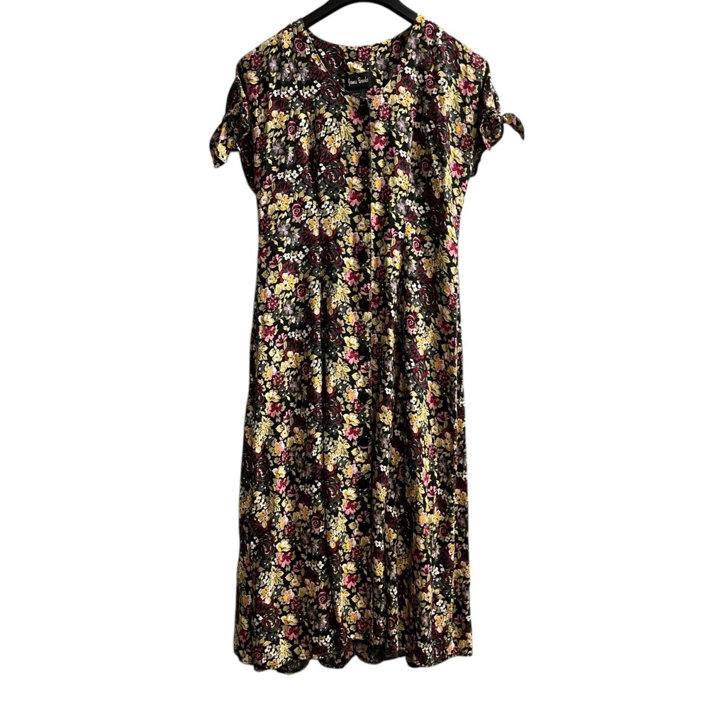 Vintage Jamie Brooke Dress Womens L Dark Floral Maxi‎ Grunge Forrest Fairy